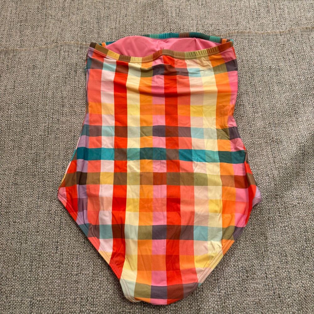 Kate Spade Garden Plaid Classic Bandeau One-piece Women's Bathing Suit Small - Picture 4 of 12